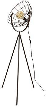 ECO-LIGHT Moderne Retro Stil Stehleuchte GRID mit schwenkbarem Gitterschirm aus schwarzem Metall, 146cm hoch