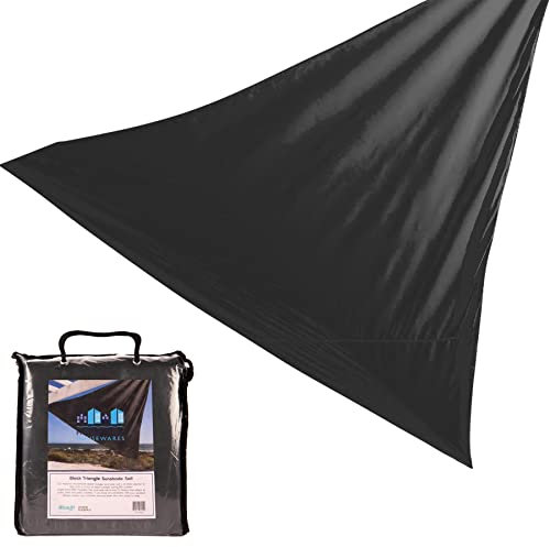 1x Black 3.6m Triangle Sun Shade Sail Outdoor Garden Patio Canopy Sunscreen Water Resistant Shelter - 98% UV Protection by Harbour Housewares