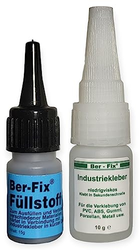 Ber-Fix Füllstoff Set S Schweißnaht Kleber aus Berlin schwarz aus 10g Industriekleber und 15g Granulat 2k Kleber extra stark Metall Kunststoff PVC ABS PLA