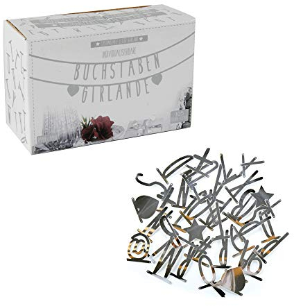 Buchstabengirlande Girlande Buchstaben Zahlen Symbole 100-teilig (Silber)