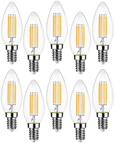 EXTRASTAR Lot de 10 Ampoule Filament LED E14 C37 4W (équivalent 40W) 400 Lm Blanc Chaud 3000K, Non-Dimmable, Angle de Faisceau 360° - 10 pièces