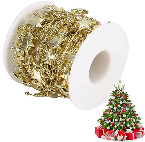 Dekorative Perlenkette mit Sternen, 10 Meter Rolle, ABS Perlen, Gold, für DIY Hochzeitsdekoration
