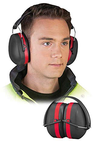 Reis OS-SUPER - Cuffie paraorecchie, taglia M, colore: Nero/Rosso