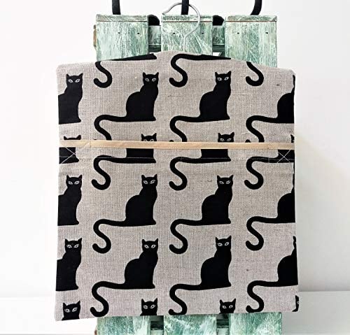 Handmade Linen Cotton Peg Bag Peg Storage Clothespin Bag Black Cats