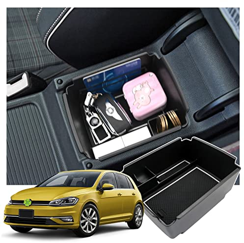 Ruiya Kompatibel mit 2013-2018 VW Golf 7 7.5 GTI GTE Mittelkonsole Aufbewahrungsbox, Golf 7 Armlehne Organizer Tray Mittelarmlehne Handschuhfach Golf 7 Zubehör Storage Box Mittelkonsole Ablagefach