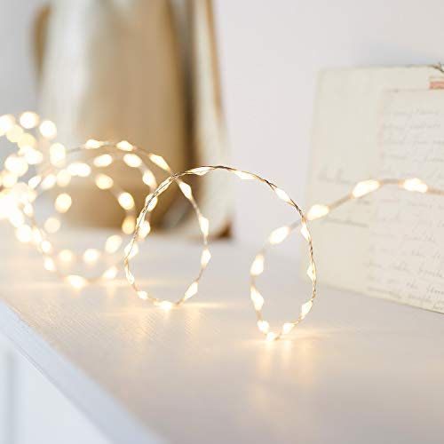 Lights4fun 378er Micro LED Lichterkette warmweiß strombetrieben