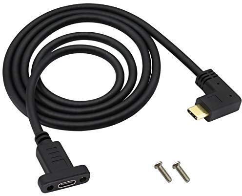 AAOTOKK 90 Grad USB 3.1 Typ C Kabel Panelmontage,4K,linke und rechte Ecke,Type C 3.1 Weiblich,Panelmontage auf Männlich,Unterstützt Lade,Daten,Audio Videokabel für Samsung,MacBook Air(1M/3Fuß)