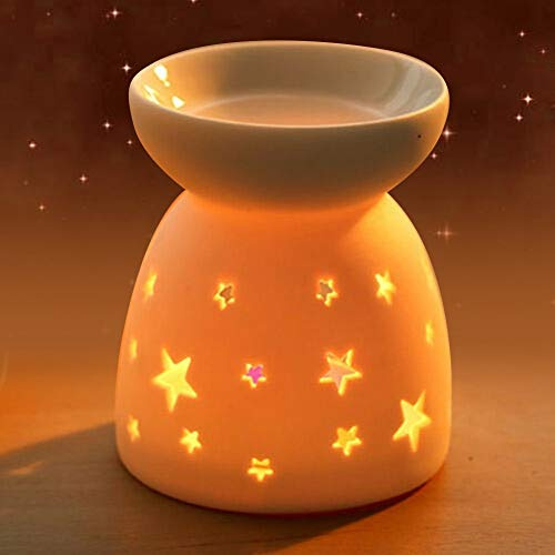 Nacht Duft Lampe Keramik Essenz Ölbrenner, Ofen Kerze Weihrauch Aromatherapie Herd Öl Diffusor Teelichthalter Kerzenhalter für Desktop-Dekor Öle und Kerzen Verwendet Wird