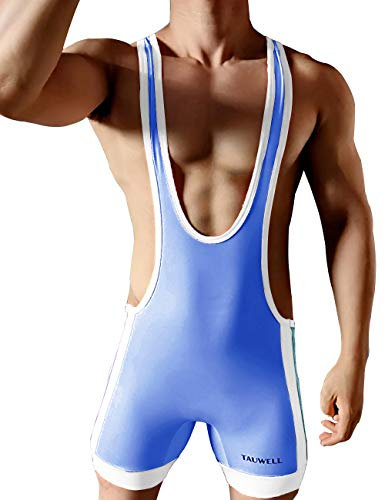 Herren Wrestling Singuletts Athletic Supporters Slim Fit Sport Bodysuit Einteilige ärmellose Active Wrestling Trikot Gewichtheben Jumpsuits Himmelblau L
