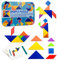 Tangrams Holzpuzzle Geometrische Formen - Kinder Montessori Puzzle für Mädchen und Jungen ab 3 Jahren - Pädagogisches Spielzeug mit 60 Designkarten und 120 Mustern