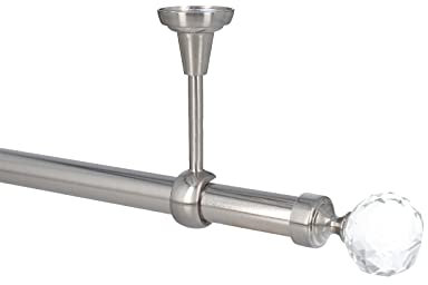 Sento 25mm Gardinenstange Vorhangstange 1-läufig Deckenmontage Edelstahl Optik 320 cm Carla