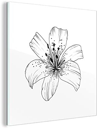 MuchoWow Glasbild Glasfoto Wandbild Bilder Deko 50x50 cm Lilie - Blume - Natur - Vintage