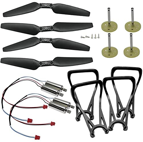 Zubehör für Drohnen RC Quadcopter Ersatzteile for S162 JD-22S JD22S E520 E520S GPS Drohnenzubehör Zahnräder Propeller Blades Guards Motor austauschbar (Color : Set B)