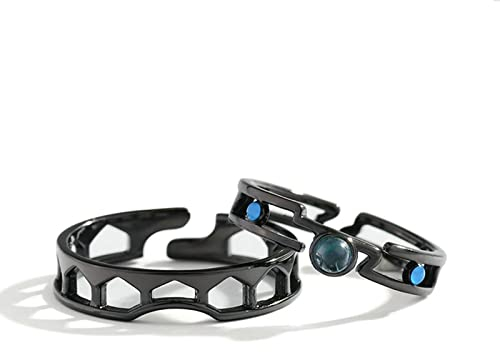 Musihy Couple Ring Set, Eheringe Silber 925 Paarpreis Ring Größenverstellbar Aushöhlen Ring Günstig 5.Jahrestag Geschenk