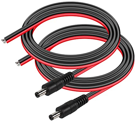 CERRXIAN DC5521 Power Pigtails Kabel, 3.3 FT 14AWG 5.5mm x 2.1 mm DC Male Bare Wire Open End Power Wire, DC Supply Repair Kabel für CCTV Sicherheitskamera LED Strip Light Etc-2 Pcs (3.3FT 5521 Male)