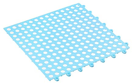 sourcing map Interlocking Floor Tiles, 6Pcs 11.8x11.8 PVC Non-Slip Splicing Drainage Tiles with Drain Holes for Bathroom Kitchen, Blue