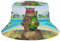 QQIAEJIA Hawaiianische Katze am Strand, Fischerhut, Unisex, Strandhut, Reisehut, Outdoor-Angelmütze für Damen und Herren, Hawaiianische lustige Katze mit Bier, Einheitsgröße