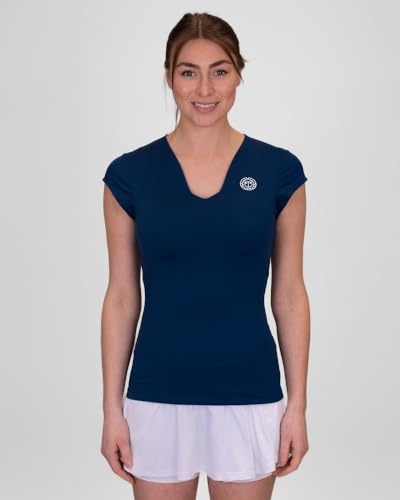 BIDI BADU Damen Crew V-Neck Tee - Dark Blue, Größe:S
