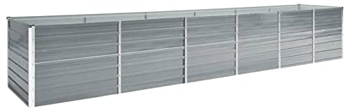 XIAOGUANG Garten-Hochbeet, Pflanzkübel, Kräuterbeet, Hochbeete-kit, Schneckenzaun, Pflanztrog, Pflanzgefäße, Pflanzfolie Für Hochbeet,Teichbecken, Verzinkter Stahl 480x80x77 cm Grau