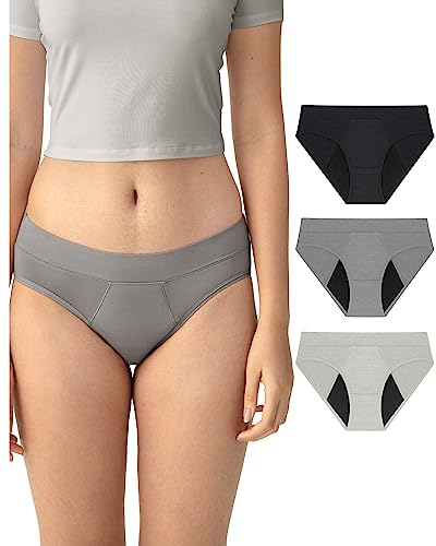 Neione Culotte Menstruelle Flux Moyen Femme Hipster Menstruel en Modal pour Règles Post Accouchement Midi Slip Lot de 3 Zen XL