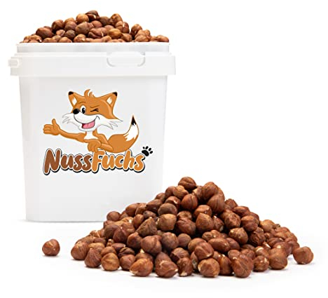 Haselnüsse mit Haut 3kg - ganze Haselnusskerne naturbelassen ohne Schale mit Haut - unbehandelt ungesalzen ungeröstet - große runde Haselnuss Kerne- roh naturbelassen vegan (3kg Behälter)