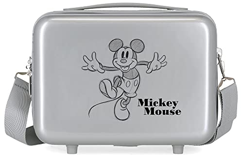 Disney 100 Mickey Joyful Happy Trousse de Toilette Adaptable Gris 29x21x15 cms ABS Rigide 9.14L 0.8 kgs