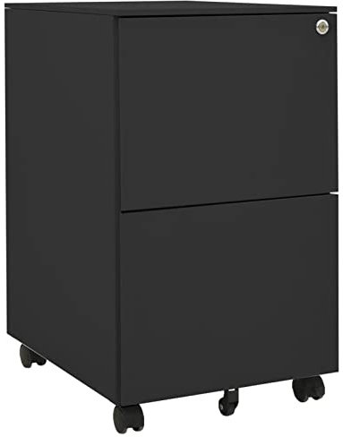 BULANED Aktenschrank mit Rollen, Stahlschrank, Aktenregal, Werkzeugschrank, Büroschrank, Lagerschrank, Ordnerschrank, Anthrazit 39x45x67 cm Stahl