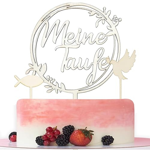 Meine Taufe Holz Cake Topper, Personalisiert Taufe Torten Topper, Tortenfigur Taufe, Kuchen Tortendeko Dekoration für Babydusche, Geburtstage, Mädchen, Junge, Party