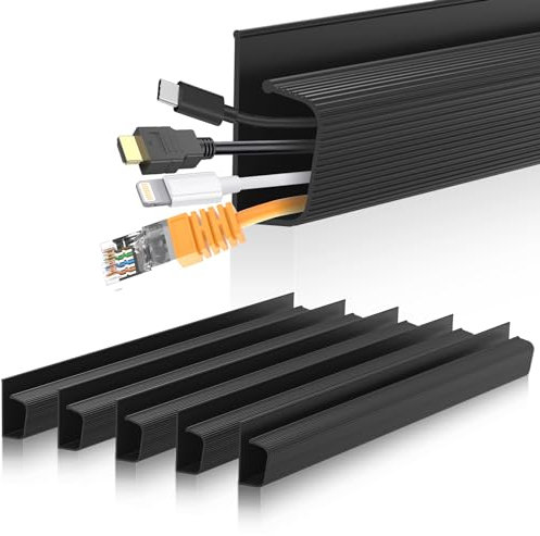 Cable Management Under Desk, Cable Management J Channel for Desk, Cable Hider Under Desk-Easy Installation Without Drilling Required.