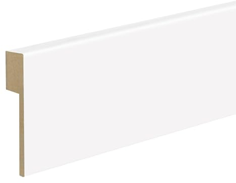 Kosche | Topline | Baguette de protection pour carrelage | MDF laminé | 16 x 100 x 2500 mm | Blanc | Plinthe | Plinthe | Qualité supérieure | Robuste | 125 mètres