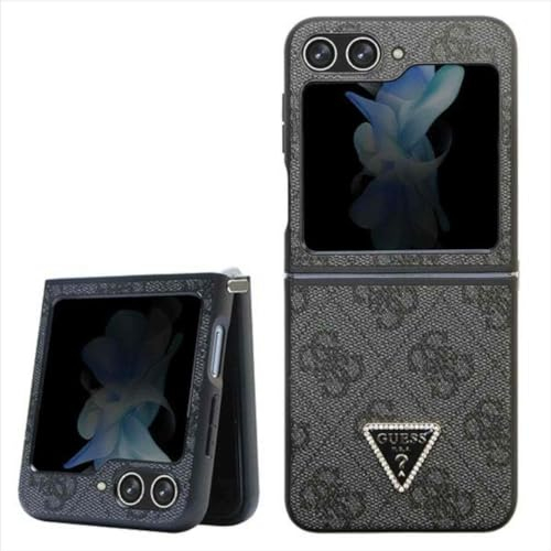 Guess GUHCZF5P4TDPK F731 Hülle für Z Flip5 Schwarz hardcase Leather 4G Diamond Triangle