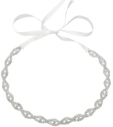 Amosfun Elegantes Strumpfband Silberner Braut Taille Gürtel für Hochzeit mit Kristallverzierungen Gewebter Taillengürtel mit Hollow out Design für Brautkleid für Formelle Anlässe