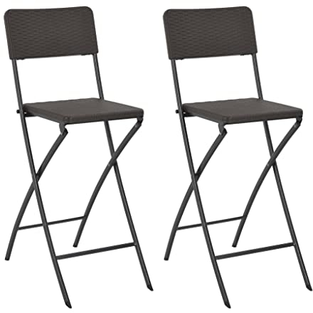 BUKSCYJS GartenstüHle,Hochlehner Gartenstuhl Klappbare BarstüHle 2 STK. Hdpe Und Stahl Braun Rattanoptikgeeignet FüR Wohnzimmer, Schlafzimmer, GäRten, Balkone, Terrassen