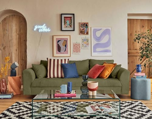 Lisa Design Rune – 3-Sitzer Sofa – aus Cord Grün
