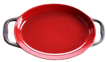Cabilock Amphora Toaster Strudel Toaster Oven Pans Double Handled Baking Dish Rectangular Baking Dish Casserole Dish with Lid Flan Ceramic Pie Dish with Handle Marble Ceramics Snack Plate