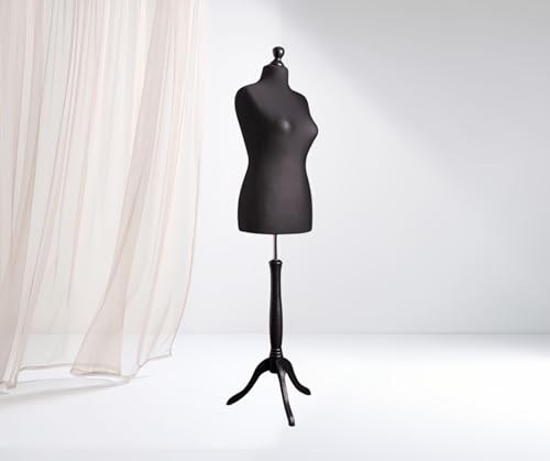 LUSORIA Maniquí de sastre, busto de sastre femenino, negro/negro (L 40/42)