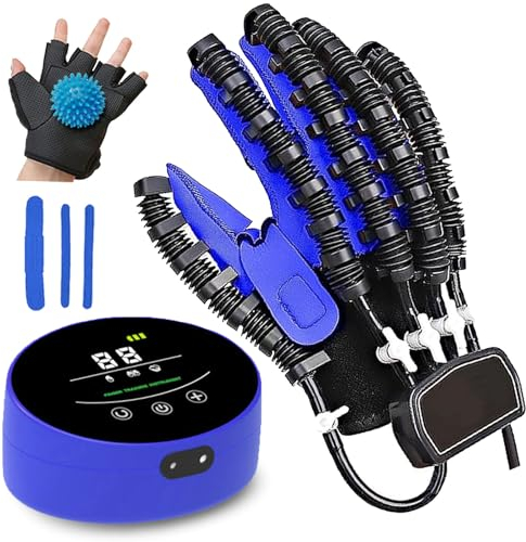 Roboter Rehabilitation Handschuhe con Knetball Fingertraining Reha Orthesen Therapie Hemiplegie und Andere Beeinträchtigungen der Handfunktion(A:Linke Hand B:Rechte Hand)(Size:B XXL,Color:Blau)