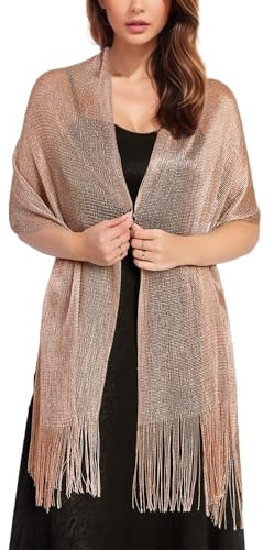 Lamca Sparkling Metallic Shawls and Wraps for Evening Party Dresses Wedding Shawl for Women UK