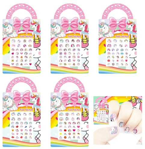 Nagelsticker,Selbstklebend Nagelaufkleber 5 Blatt Einhorn Nail Art Abziehbilder DIY Nail Art Dekoration für Frauen Mädchen Kinder