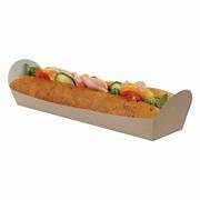 LGT 50Pk Kraft Disposable Cardboard Takeaway BBQ Festival Food Holders Tray Cone Scoop Box Hot Dog Pizza Burger Chips Fries Fish Crepe Sandwich Cake Baguette (Baguette Trays: 50)