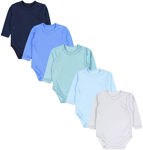 TupTam Baby Body Langarm – Wickelbody Langarm für Jungen & Mädchen, 5er Pack, 100% Baumwolle, OEKO-TEX, Farbe: Baby Junge, Größe: 68
