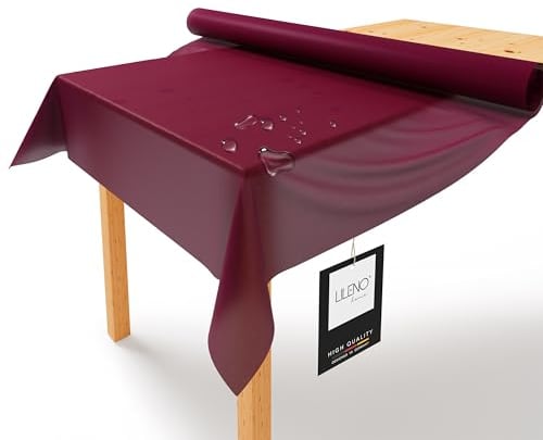 LILENO HOME Tischdeckenrolle 1,10 x 25 m - Tischdecke Bordeaux aus Vlies - Stoffähnlich, abwaschbare Tischdecke als Rolle, Meterware Tischtuchrolle - Einweg Papiertischdecke Rolle Alternative