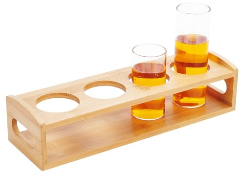 PH PandaHall Shot Glass Holder, Wine Glasses Organizer Racks Shot Glass Display Shot Glasses Serving Tray Party Server Bar Accessories with 6cm Hole for 4 Cups, Bar, Pub, Club