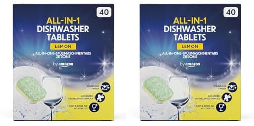 by Amazon ALL-IN-ONE Lemon Dishwasher Tablets, 40 tablets (Pack of 2)