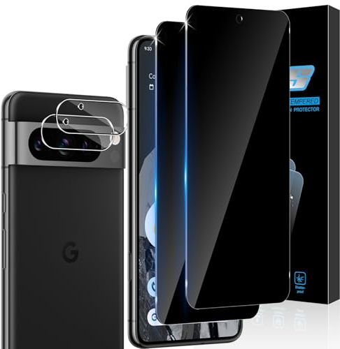 Aerku Protector de Pantalla de Privacidad Cobertura Completo Compatible con Google Pixel 8 Pro 5G y Protector de Lente de Cámara [2+2 Piezas], Dureza 9H Anti Espía Cristal Templado