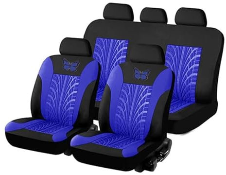MaKeMoney 9 Stück Auto Sitzbezüge Sets FüR Peugeot 207 207CC 207 SW 206 206CC 206 SW 208 307 308 2008 3008, Leder Autositzbezüge Rutschfester Atmungsaktiv Innenraum Zubehör,A/Blue