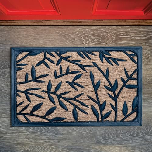 Comart - Zerbino Capitol - 40x60 cm - Zerbino in Cocco con Disegni in Gomma - Tappeto per Ingresso Esterno e Interno - Fondo Antiscivolo Gommato - Facile da Pulire - Rettangolare - Design Foglie