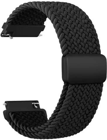 Wanme Bracelet pour Amazfit GTR 3 / GTR 3 Pro, 22mm Réglable Bracelet en nylon tissé avec fermeture magnétique pour Amazfit GTR 4 / Stratos 3 / Stratos 2 / Stratos, Noir