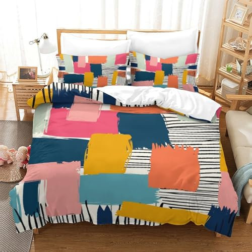 RJAVAGFZL Graffiti 3D Gedruckt Bettwäsche-Set 3 Teilig Bettbezug Set Mit Kissenbezügen Soft Microfaser Luxus Modern Mit Reißverschluss Für Erwachsene Und Kinder Single（140x200cm）