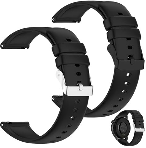 2-Stück Uhrenarmband 22mm Silikon, Ersatz Silikon Uhrenarmband Weiche, Uhrenarmbänder Mit Schnellverschluss, Smartwatch Armband 22mm für Herren, Smartwatch Armband Wasserdichte, Uhren Zubehör Ersatz